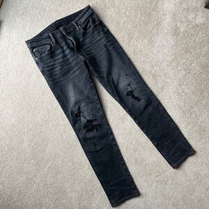 American Eagle Men’s Distressed Black Slim Airflex Jeans Size 33 x 32